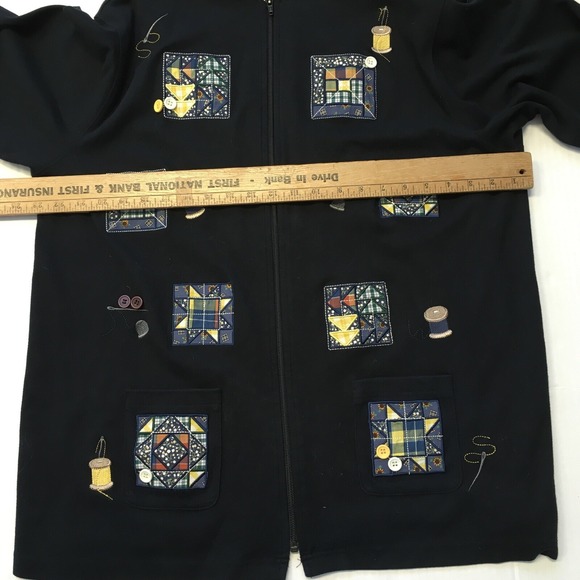 Bechamel women's vintage embroidered Sewing cardigan sweater full zip size‎ Lg - Picture 4 of 7